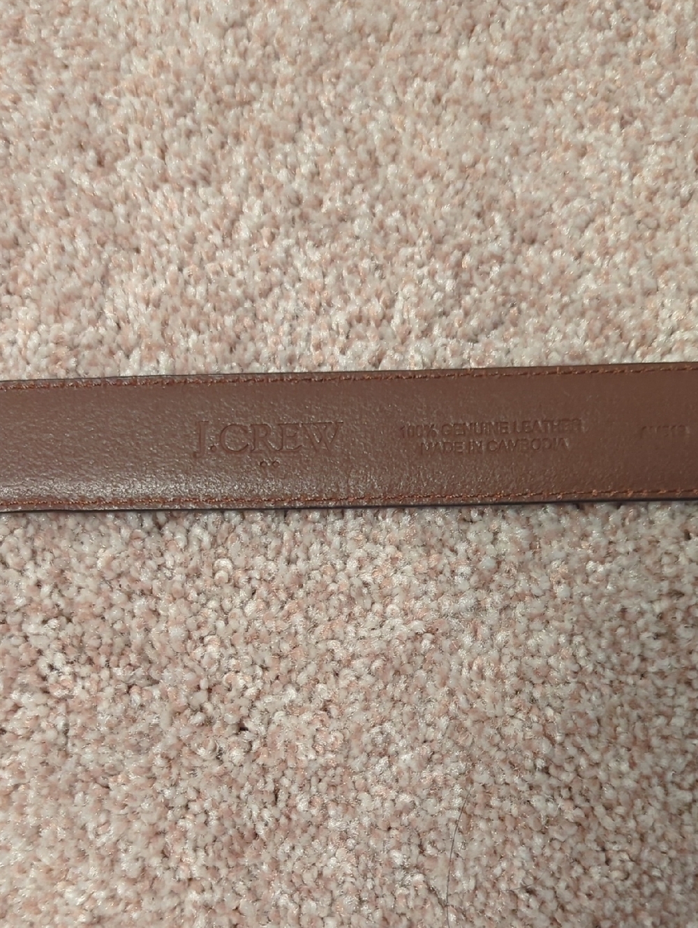 J. Crew Chestnut Brown Leather Belt with Embossed Logo Size 38